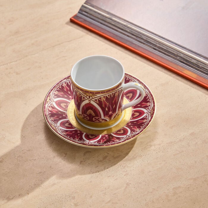 haviland reves du nil pourpre coffee cup   saucer red