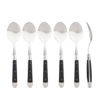 Set of 6 - Black Handle Soup Spoons, small