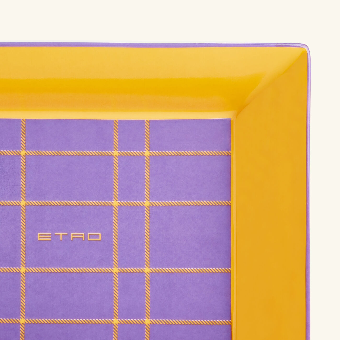 etro tartan trinket tray rectangular small yellow