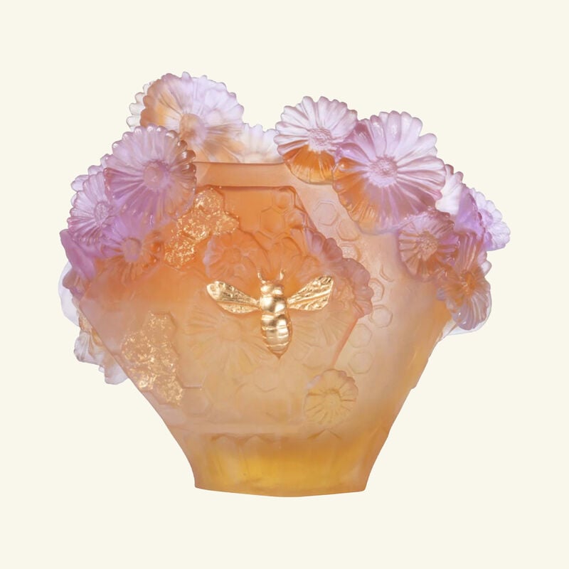 daum or d abeille vase small orange limited edition