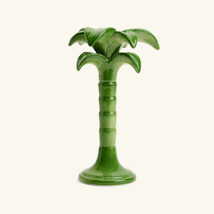 les ottomans palm trees candle holder medium green