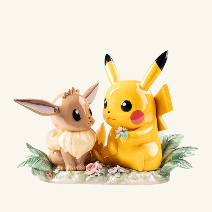 Pikachu & Eevee Sculpture Yellow lladro pikachu eevee sculpture yellow