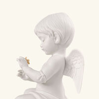 Angel With Flower Sculpture Small White lladro angel with flower sculpture small white