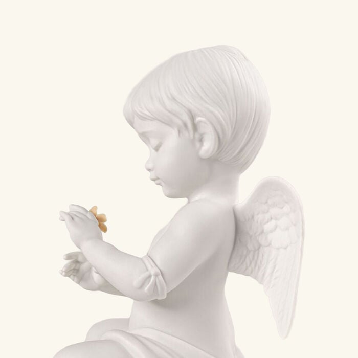 Angel With Flower Sculpture Small White lladro angel with flower sculpture small white