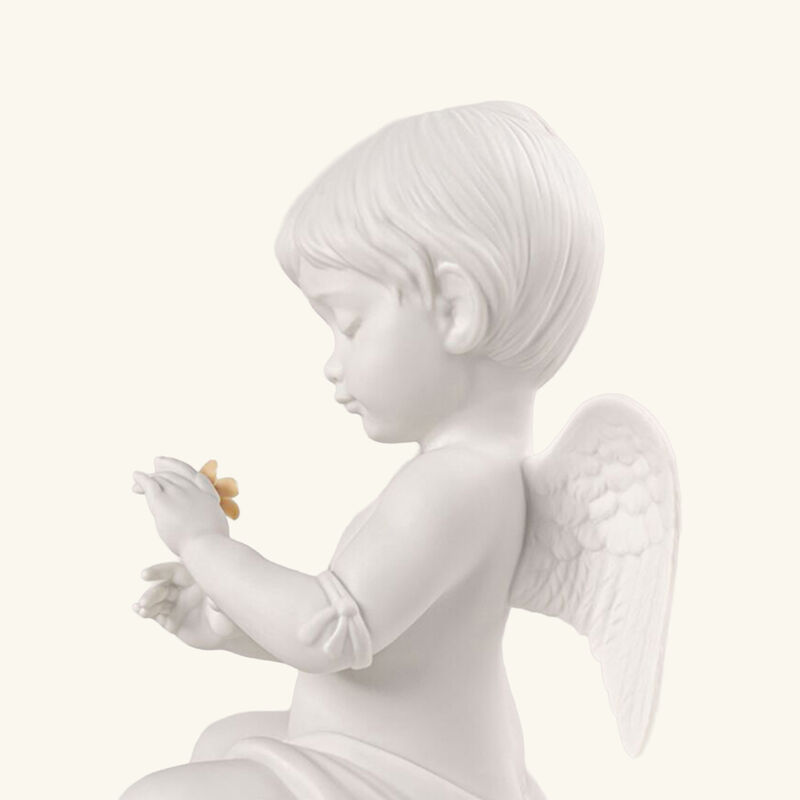 Angel With Flower Sculpture Small White lladro angel with flower sculpture small white
