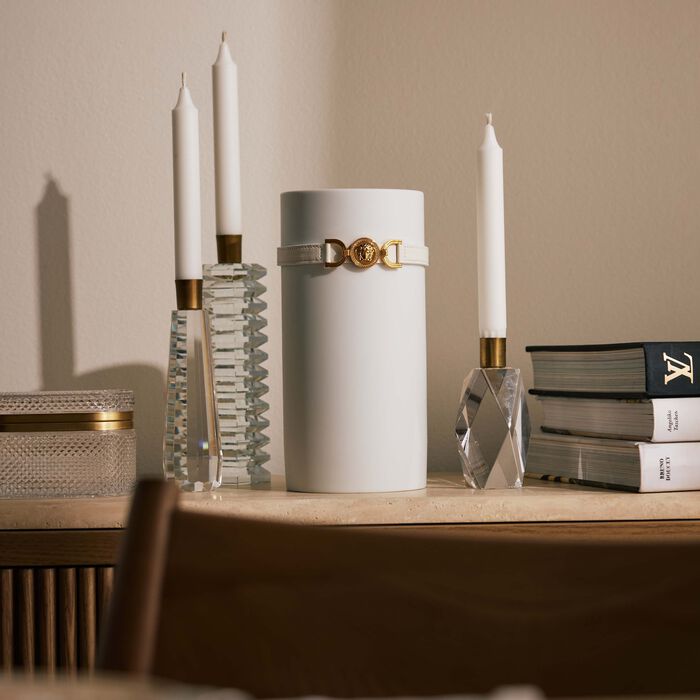 فيرساتشي مزهرية ميدوزا 95 مستديرة صغيرة باللون الأبيض