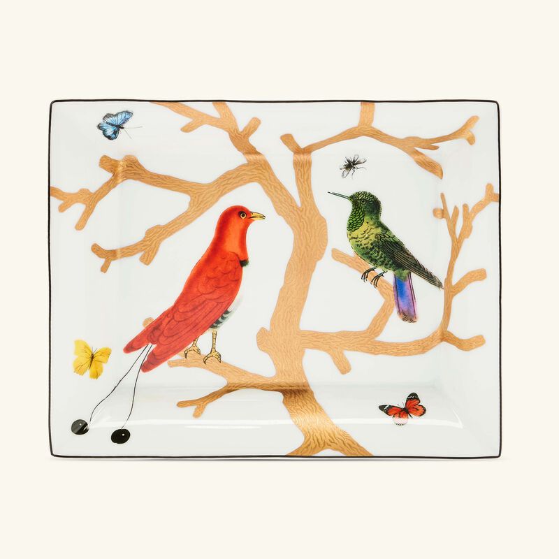 bernardaud aux oiseaux ashtray rectangular gold