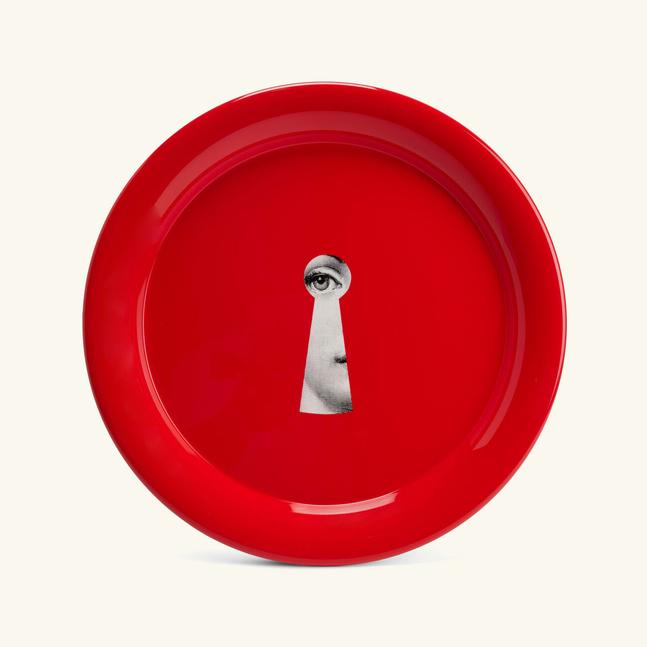 fornasetti serratura tray round large red limited edition