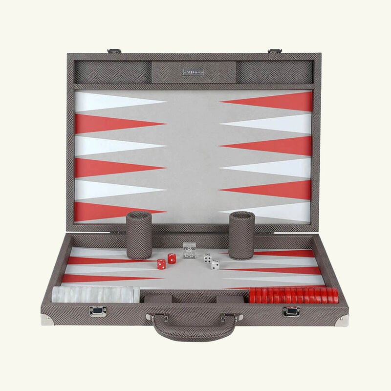 Taupe Grey Snake Backgammon Set vido taupe grey snake backgammon set