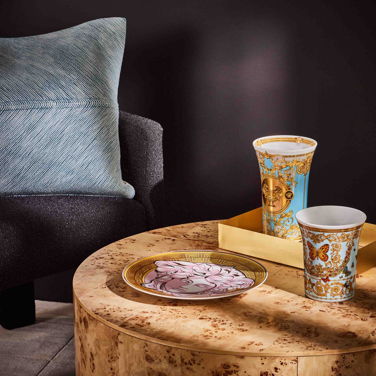 le jardin de versace vase small blue