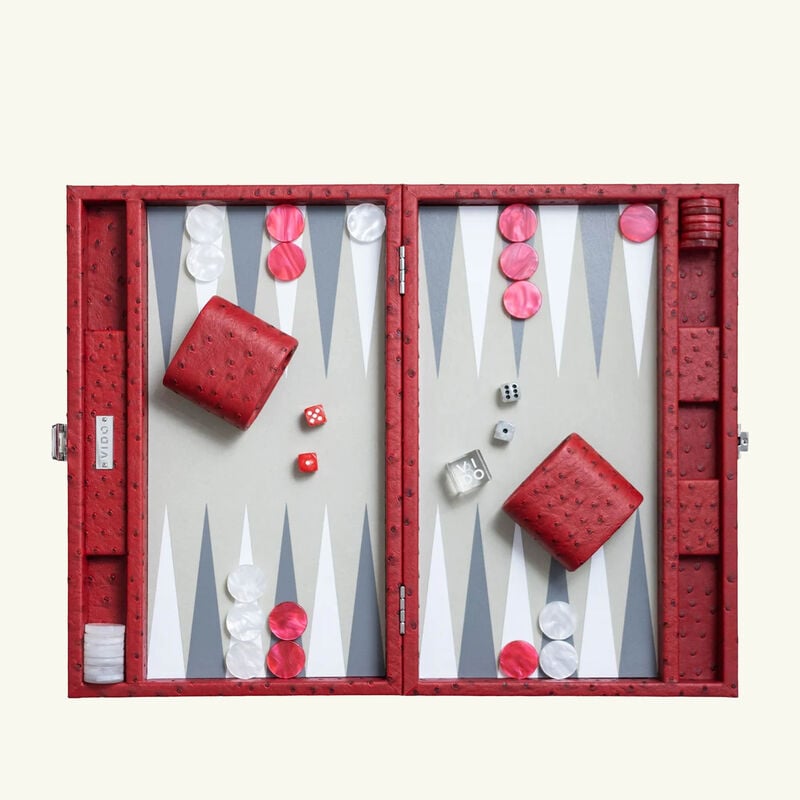 Carmine Ostrich Backgammon Set vido carmine ostrich backgammon set