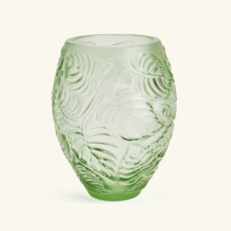 Feuilles Vase Small Green lalique feuilles vase small green