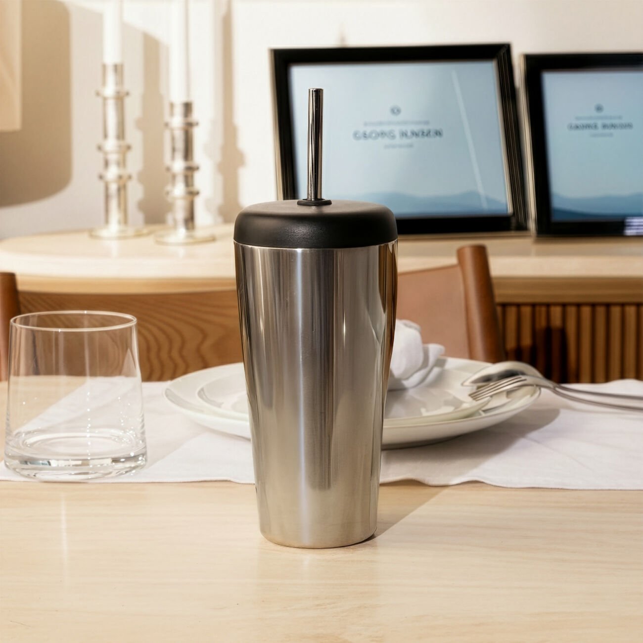 georg jensen sky travel cup with straw silver 0 4l