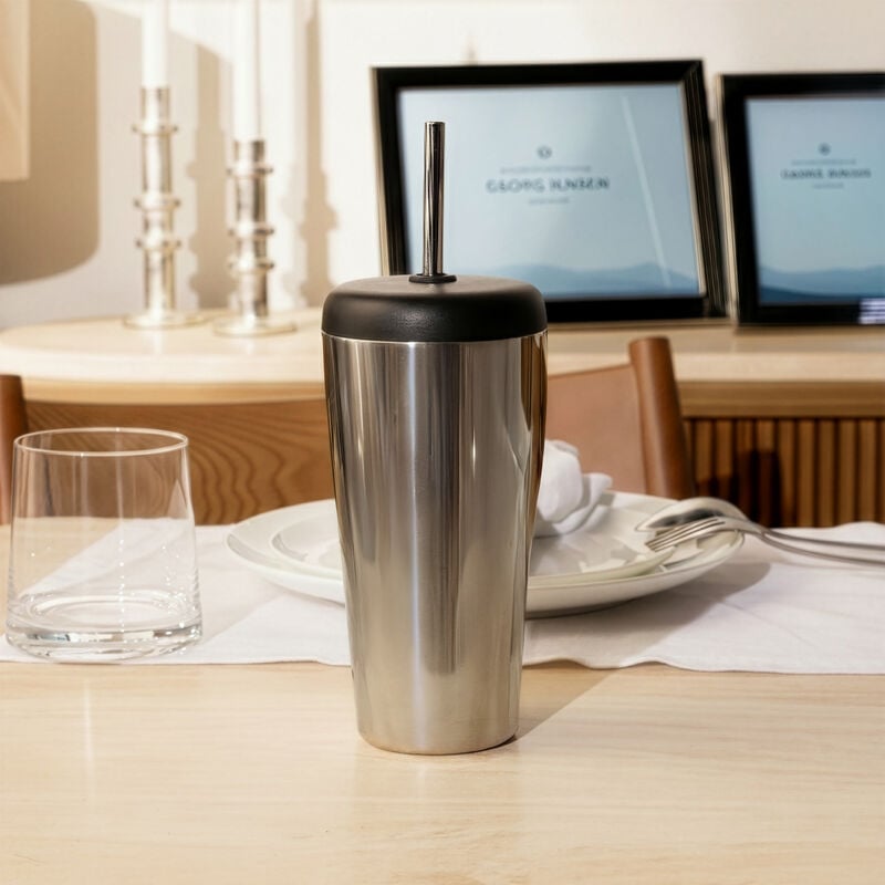 georg jensen sky travel cup with straw silver 0 4l