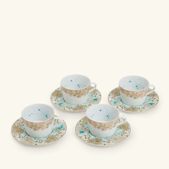 bernardaud tea cup   saucer blue set of 4