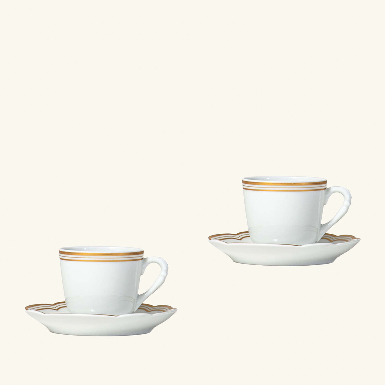 Pompadour Espresso Cups and Saucers Gold Set Of 2 bernardaud pompadour espresso cups and saucers gold set of 2