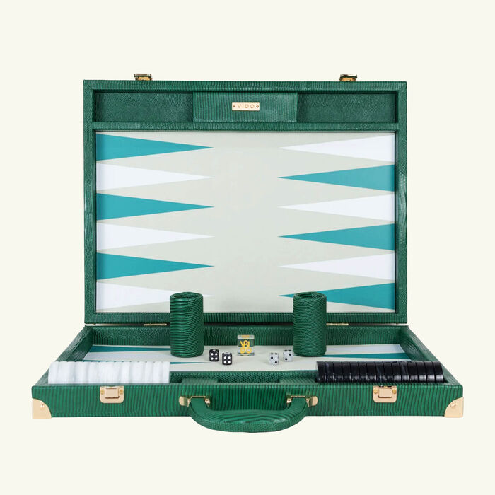vido bottle green lizard backgammon set