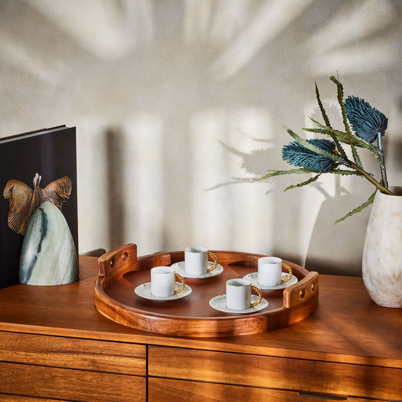 لوبجيه طقم هاس موهافي مؤلف من 6 فناجين للإسبريسو مع صحونها باللون الأبيض