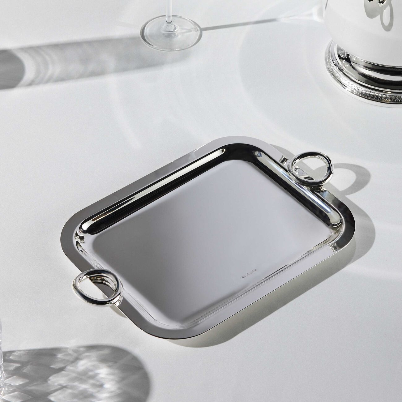 christofle vertigo serving tray square small silver plated