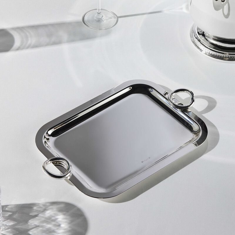 christofle vertigo serving tray square small silver plated