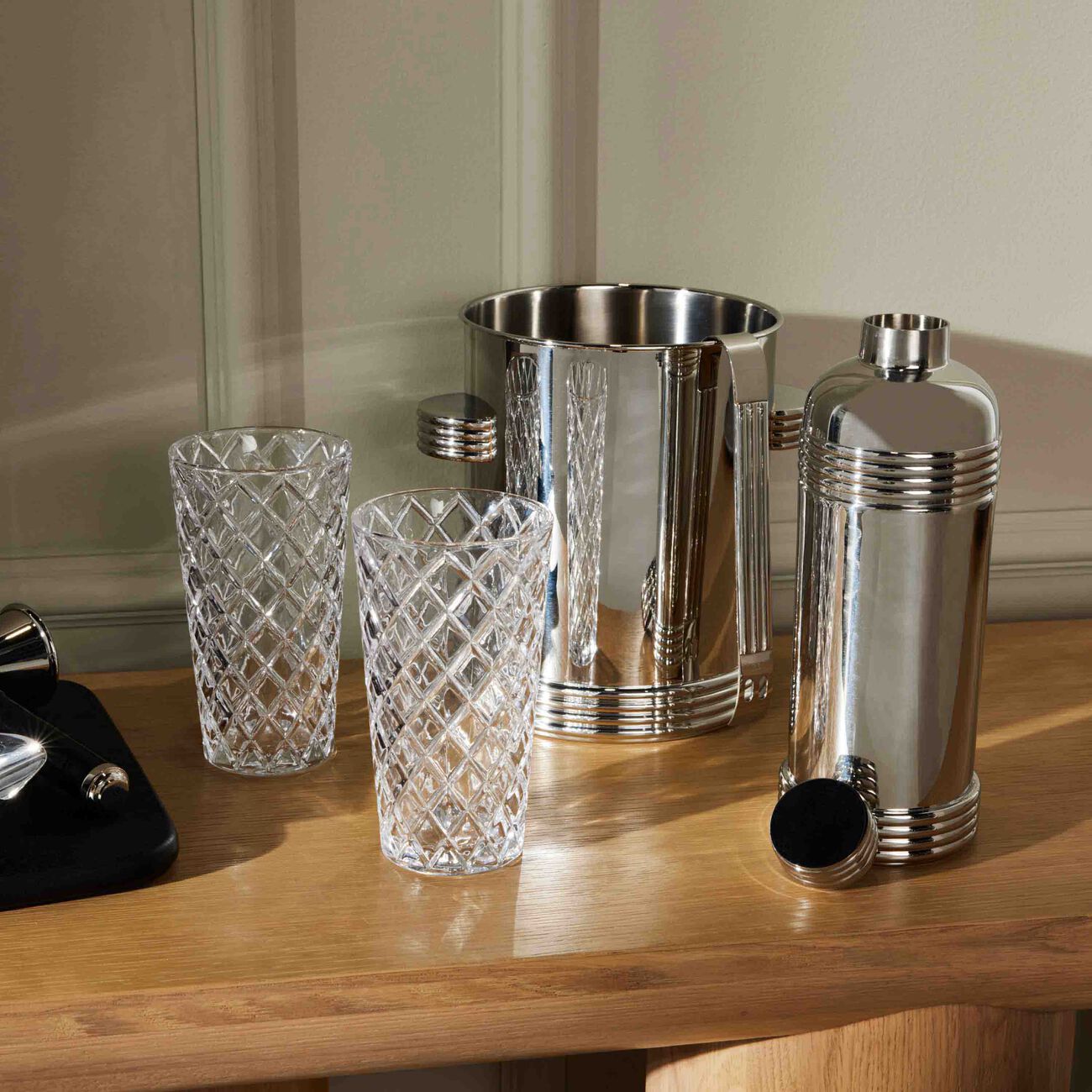 ralph lauren home thorpe ice bucket with tongs stainless steel