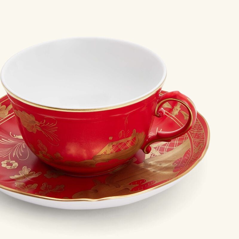 ginori 1735 oriente italiano serving tray rectangular medium red