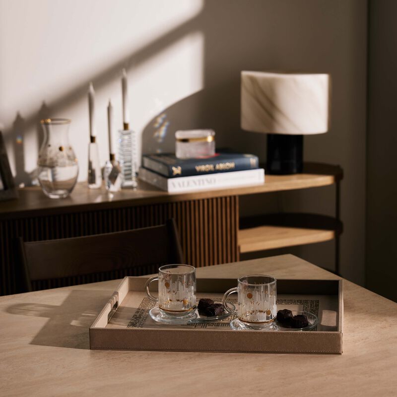 دملاج صينية الضيافة شفا مستطيلة باللون البيج 49   36 سم