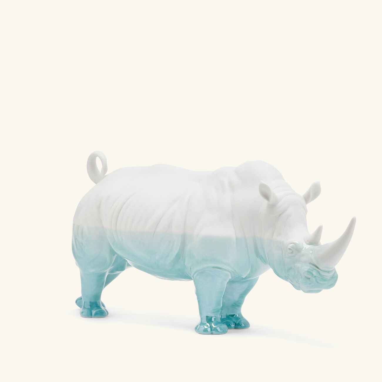 lladro underwater rhino sculpture small white