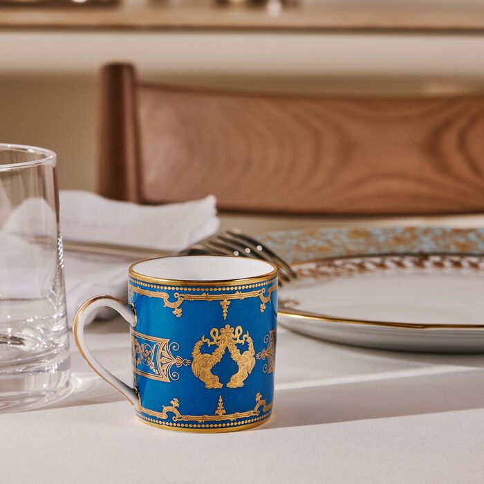 bernardaud aux rois coffee cup   saucer blue