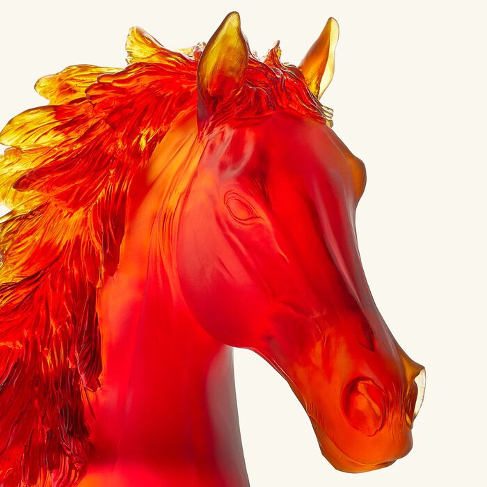 daum horse head sculpture large orange