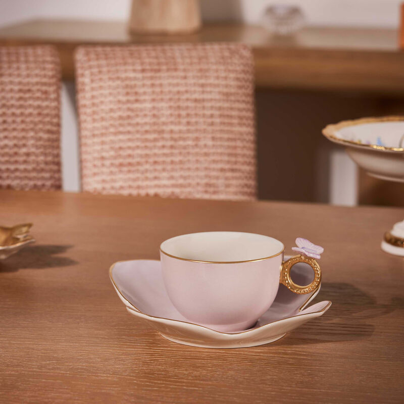 Butterfly Tea Cup & Saucer Pastel Pink villari butterfly tea cup saucer pastel pink