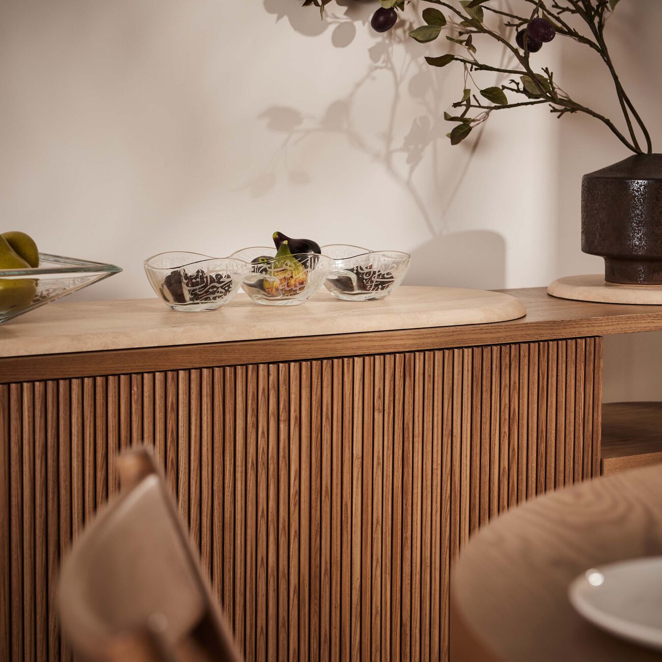 دملاج وعاء  ثلث  للضيافة بتصميم شفاف متعدد الأقسام   39 سم