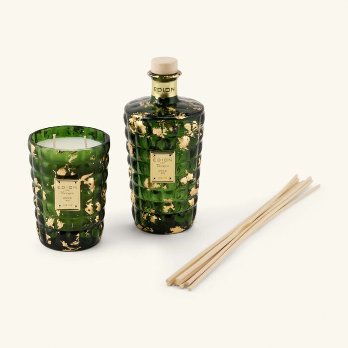 edion iris green candle   diffuser set