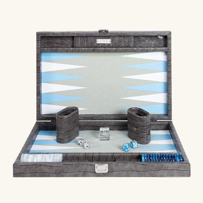 vido anthracite alligator backgammon set medium