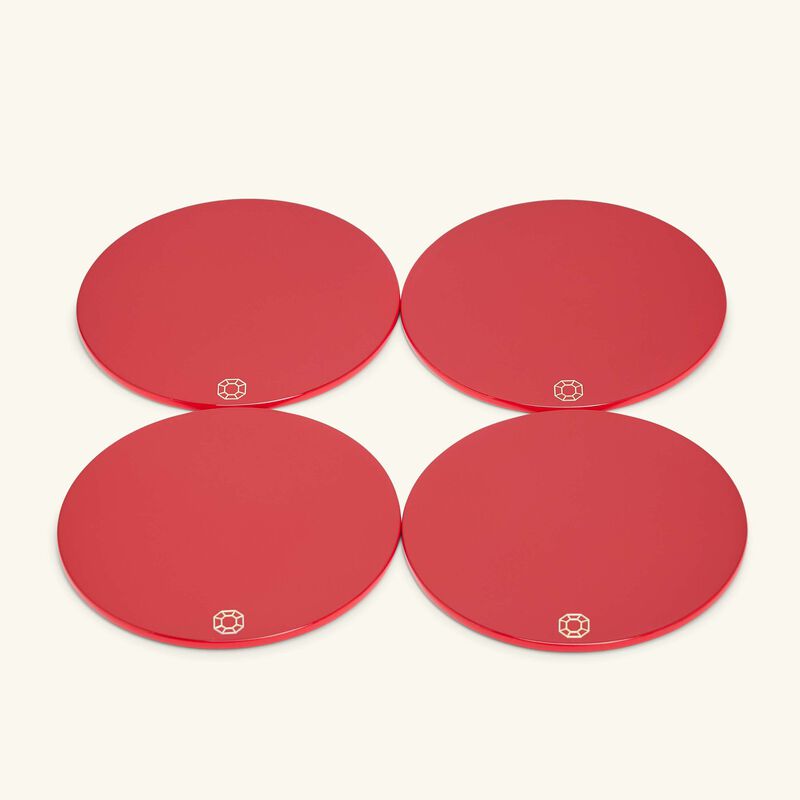 baccarat octogone coasters red set of 4