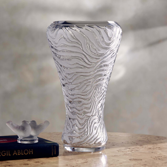 lalique zebra vase large clear limited edition