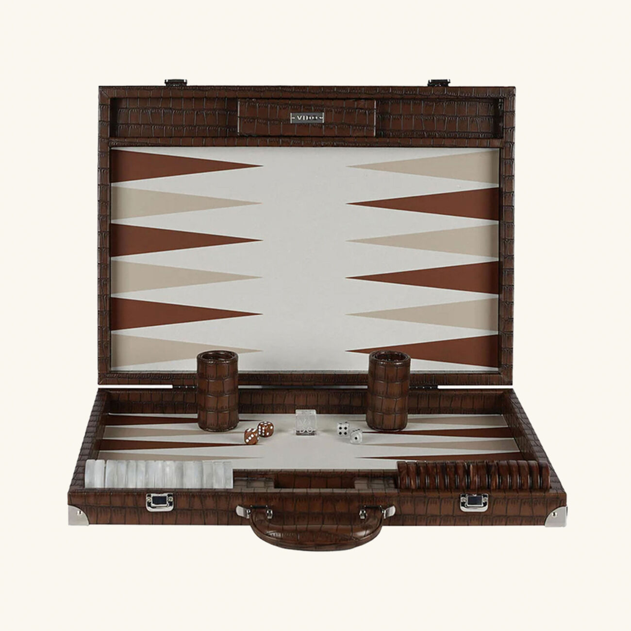 Patinated Crocodile Backgammon Set vido patinated crocodile backgammon set