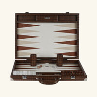 Patinated Crocodile Backgammon Set vido patinated crocodile backgammon set