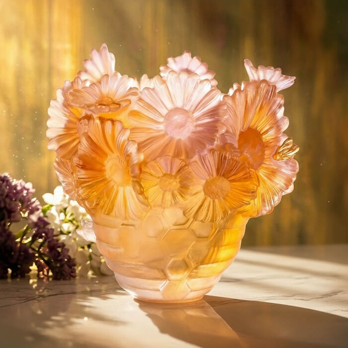 daum or d abeille vase small orange limited edition