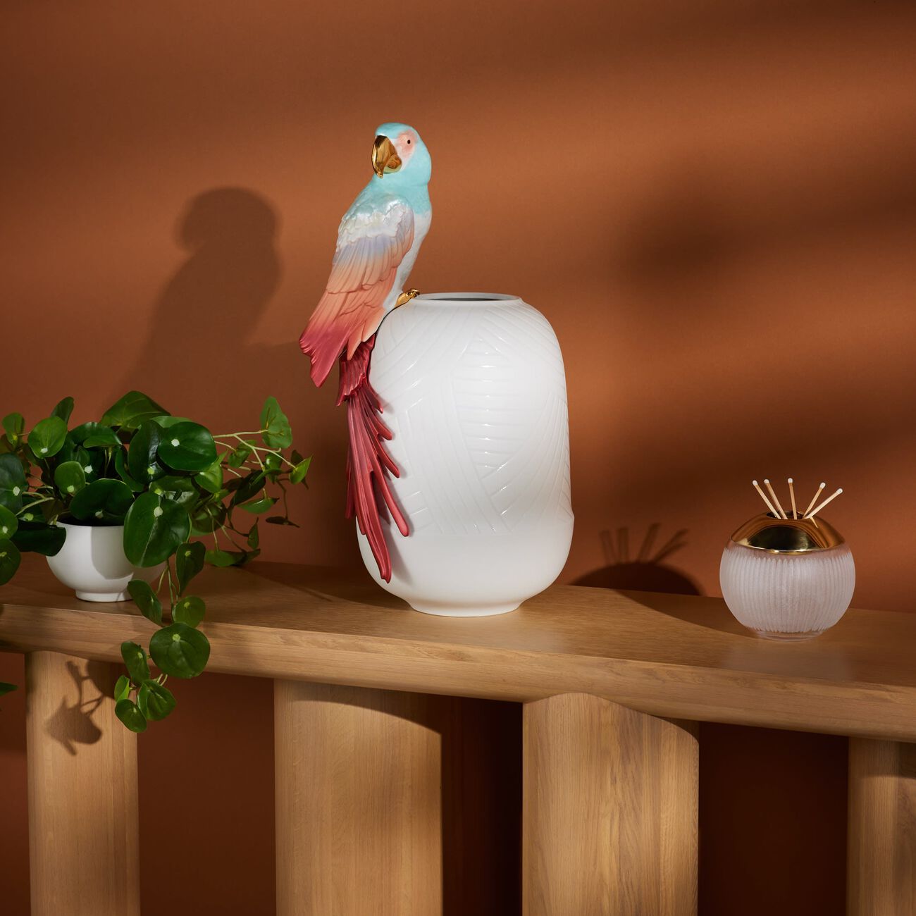 Macaw Bird Vase Large Red lladro macaw bird vase large red