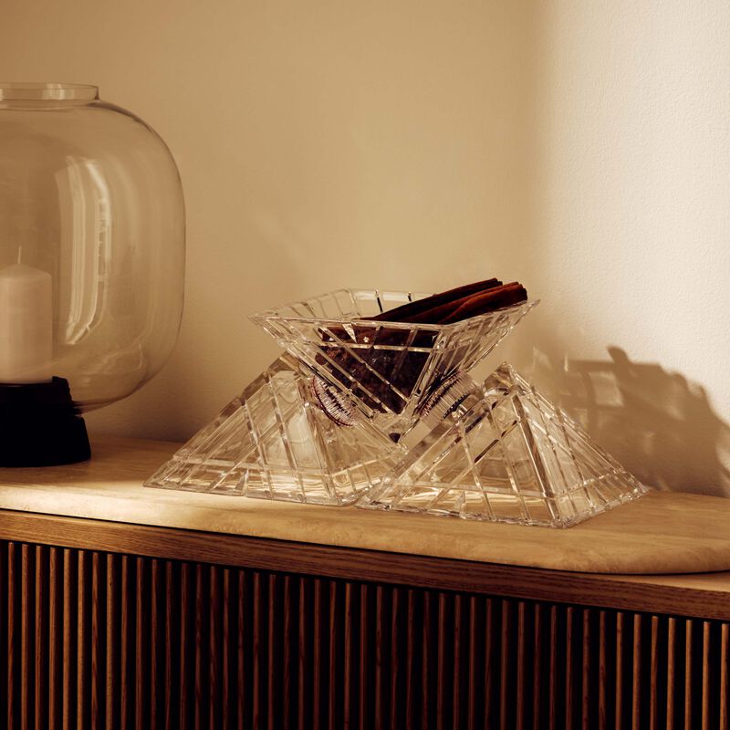 ماريو تشيوني قطعة الديكور الكريستالية بيراميديون كبيرة باللون الشفاف