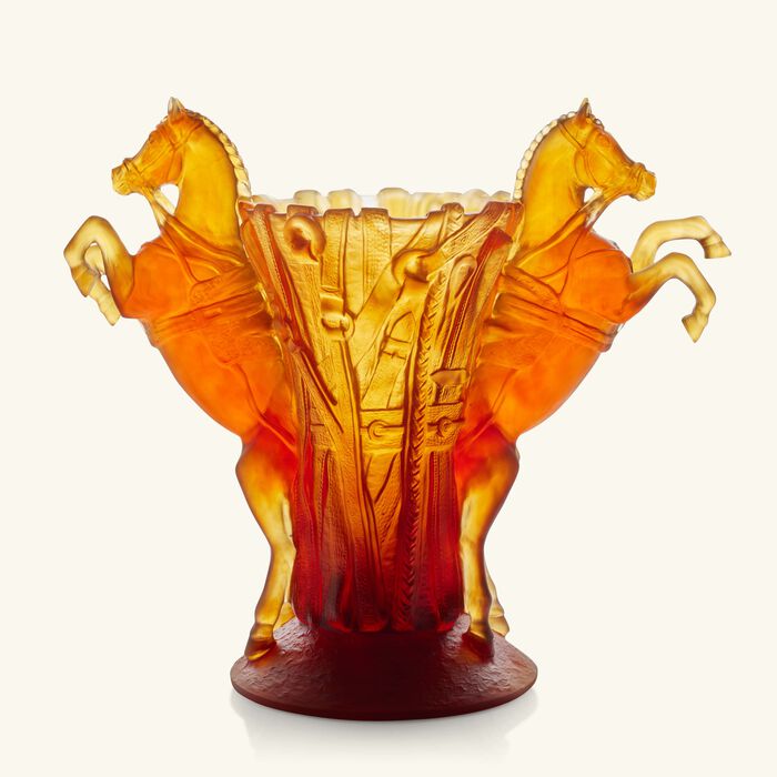 daum r ve equestre vase large amber