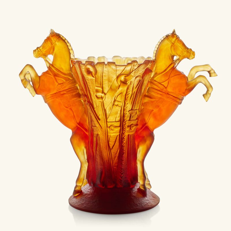 daum r ve equestre vase large amber
