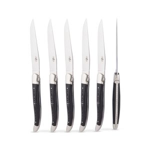 Set of 6 - Black Handle Table Knives, medium