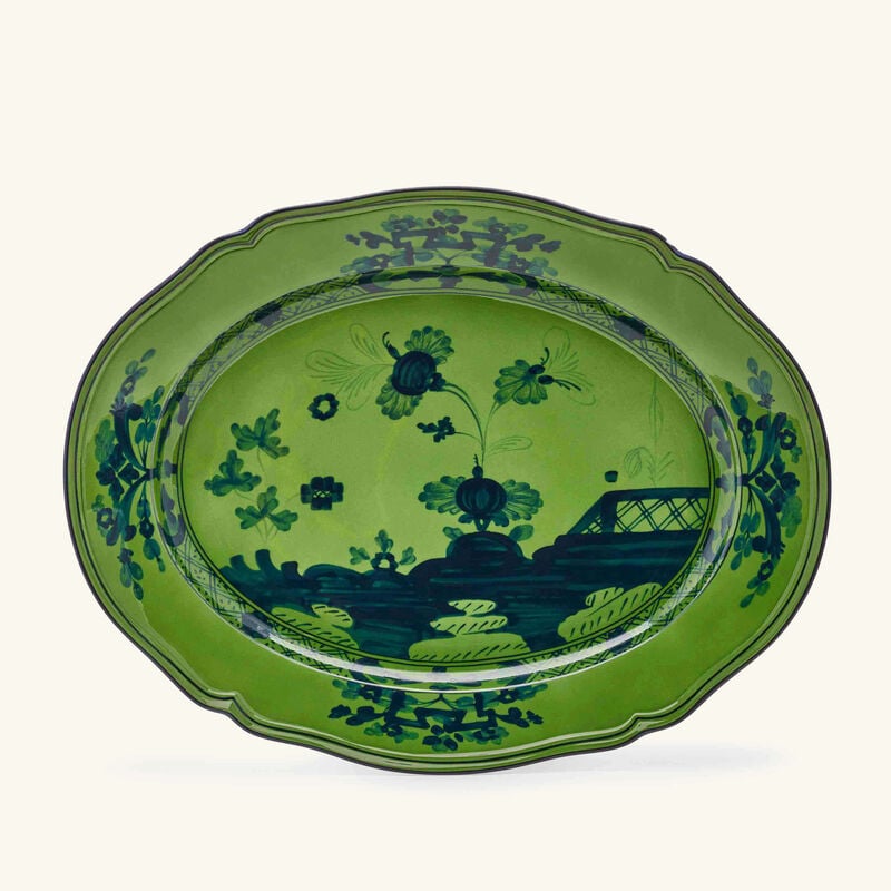 Oriente Italiano Serving Platter Oval Green 29cm ginori 1735 oriente italiano serving platter oval green 29cm