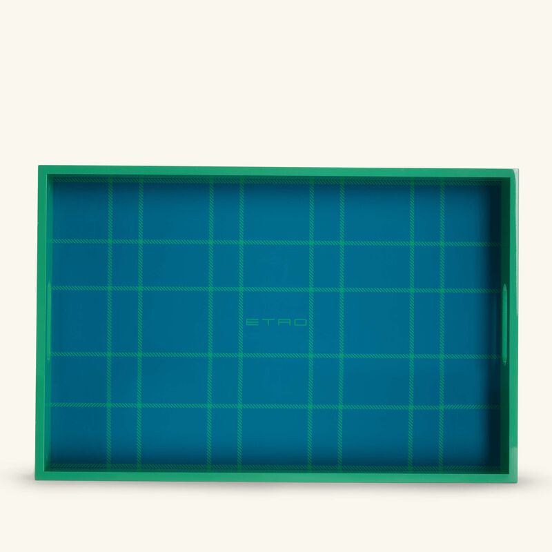 etro tartan tray rectangular large green