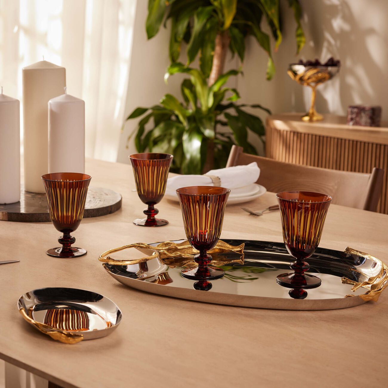 Prism Wine Glasses Amber Set of 4 l objet prism wine glasses amber set of 4