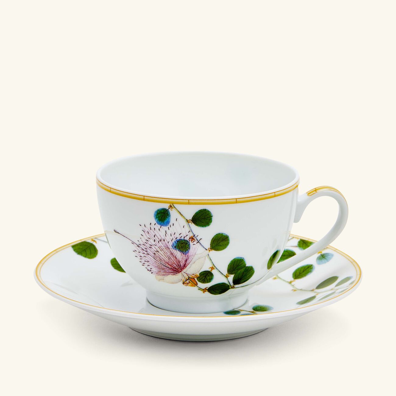 Jardin Indien Tea Cup & Saucer White Set Of 4 bernardaud jardin indien tea cup saucer white set of 4