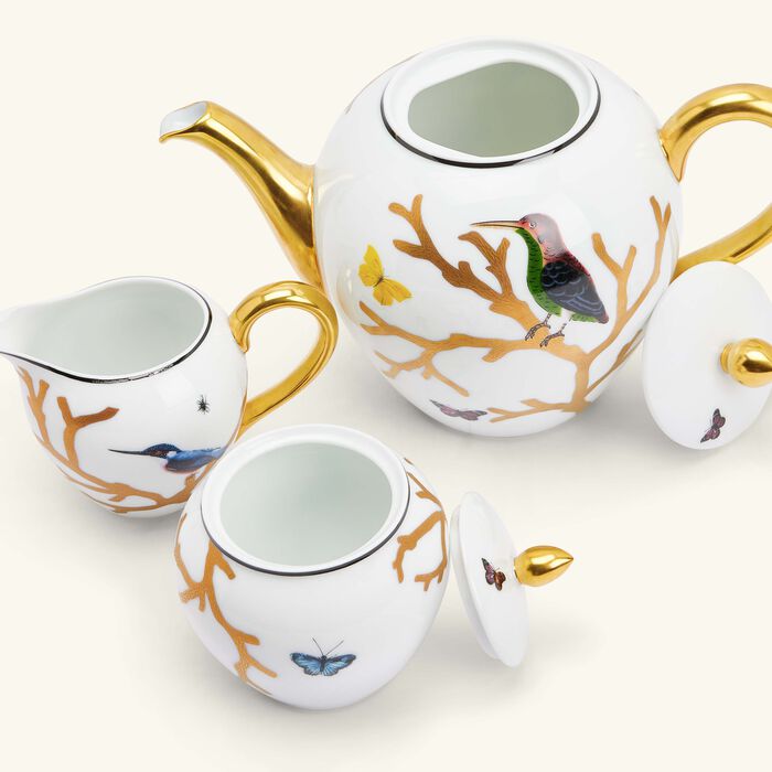 bernardaud aux oiseaux tea set gold