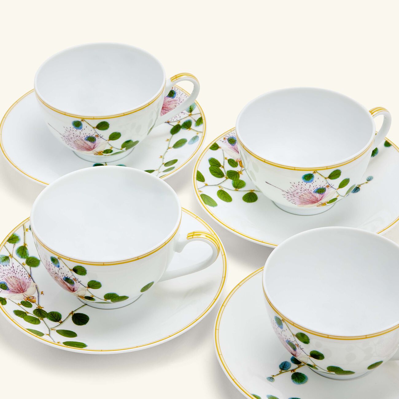 Jardin Indien Tea Cup & Saucer White Set Of 4 bernardaud jardin indien tea cup saucer white set of 4